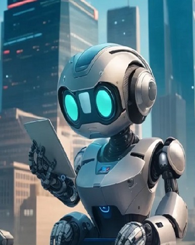 Raynaldo robot reading latest news in Katy