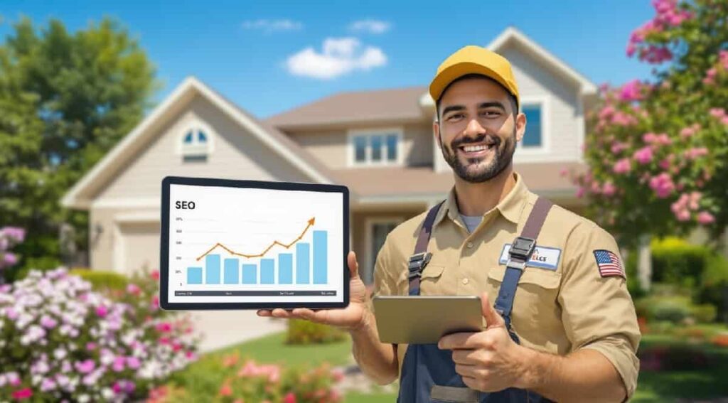 The home services contractor receives an SEO report showing an uptick in performance.