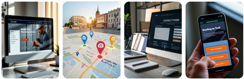Four image panels for websites